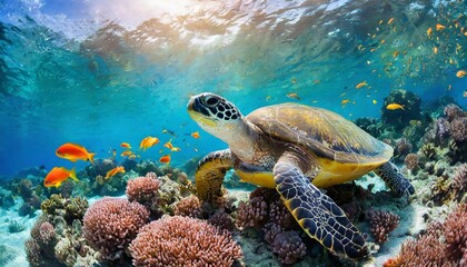 Obraz premium Sea turtle in the ocean