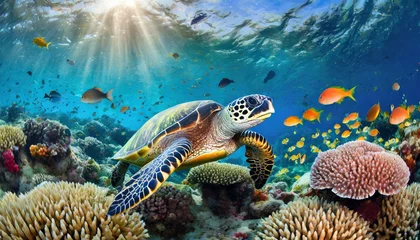 Tafelkleed Sea turtle in the ocean © Ümit