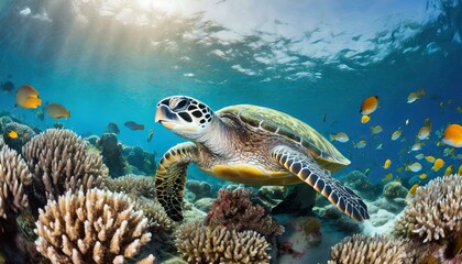 Obraz na płótnie Canvas Sea turtle in the ocean