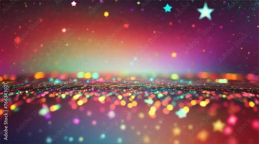 Poster bokeh of colorful stars and particles -