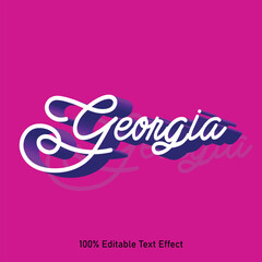Georgia text effect vector. Editable college t-shirt design printable text effect vector. 3d text effect vector.