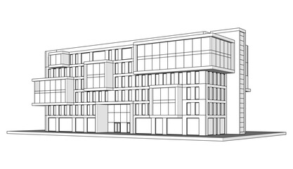 Modern office building concept 3d drawing