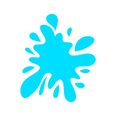 Paint splattered sky blue. Flat collection splash round, fluid decorative shapes. Cartoon splash. Isolated vector illustration