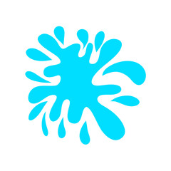 Paint splattered sky blue. Flat collection splash round, fluid decorative shapes. Cartoon splash. Isolated vector illustration