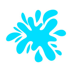 Paint splattered sky blue. Flat collection splash round, fluid decorative shapes. Cartoon splash. Isolated vector illustration