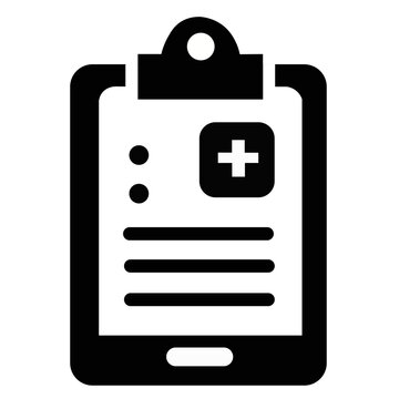 Minimalist clipboard indicating dental or medical service. Illustration with clipboard and form
