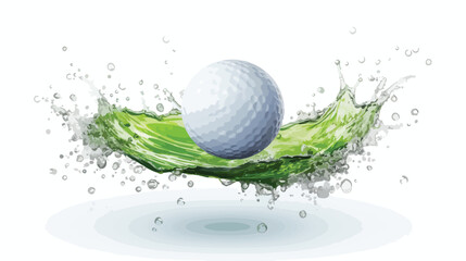 Golf Ball Splashing In Water flat vector