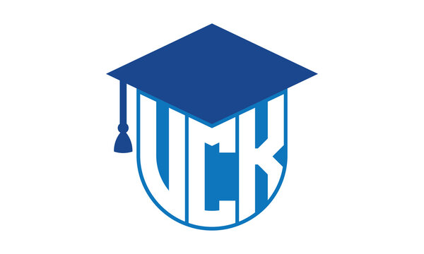 VCK initial letter academic logo design vector template. school college logo, university logo, graduation cap logo, institute logo, educational logo, library logo, teaching logo, book shop, varsity