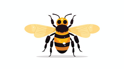 Honeybee flat vector isolated on white background