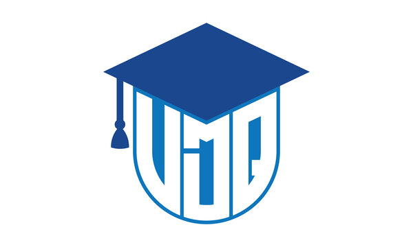 VDQ initial letter academic logo design vector template. school college logo, university logo, graduation cap logo, institute logo, educational logo, library logo, teaching logo, book shop, varsity
