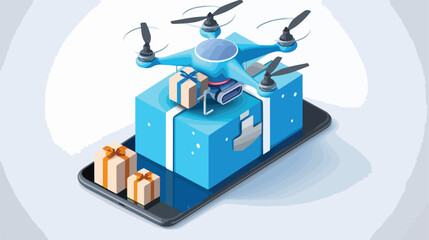 Fototapeta na wymiar Isometric drone delivery online delivery service flat