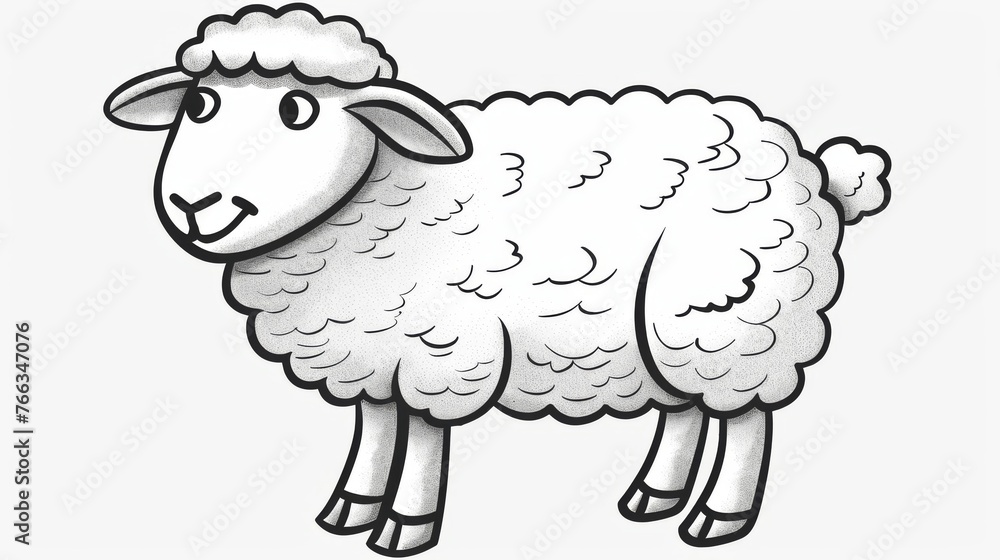 Poster a grayscale image of a sheep with a sorrowful expression, against a pure white backdrop