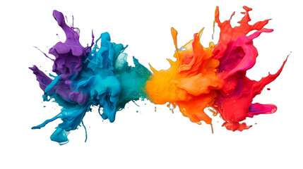 Colorful paint splash. Isolated design element on the transparent background. 