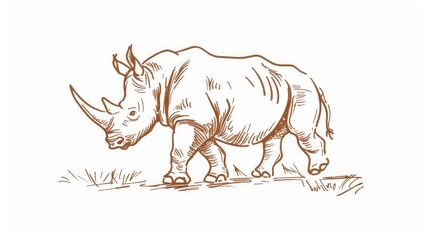  A rhinoceros drawing, downcast head and grazing nose
