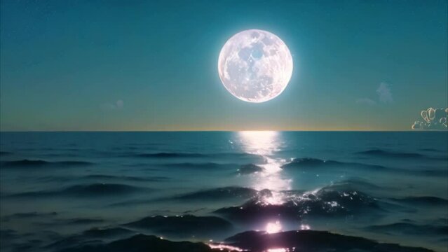 video of full moon at sea