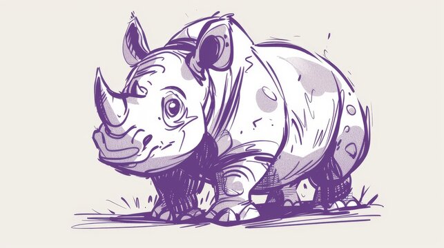 recommend clip art:  A rhinoceros drawing, in purple on white with a black outline