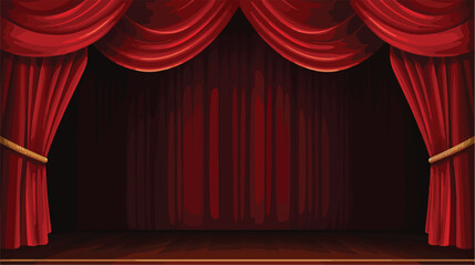 Large Red Stage Curtain flat vector 