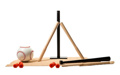 Batting Tee Arrangement for Skill Refinement Isolated on Transparent Background PNG.