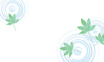 波紋と葉っぱの夏らしい涼しげなベクター背景イラスト