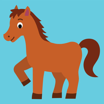 Cute Horse Animal Cartoon Flat Design
