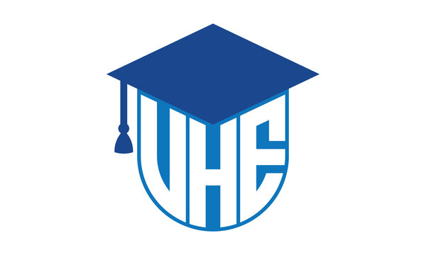 VHE initial letter academic logo design vector template. school college logo, university logo, graduation cap logo, institute logo, educational logo, library logo, teaching logo, book shop, varsity