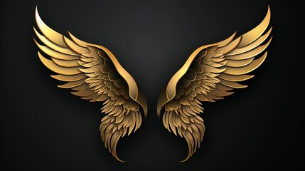 Fototapeta premium Gold wings on black background UHD wallpaper
