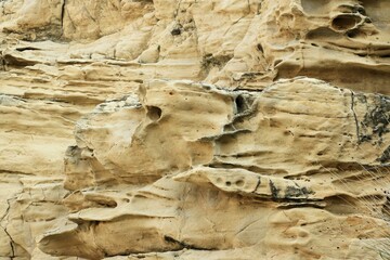 close up of a sandstone formation on the coast of Lopar on the island Rab, Croatia