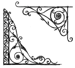 Corners ornamental vintage for decoration,tendrils,swirls,card,frame, retro style, vector hand drawn illustration isolated on white - 766349603