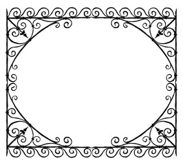 Frame vintage ornamental decoration,tendrils,swirls,greeting card,invitation,oval, retro style, vector hand drawn illustration isolated on white - 766349644