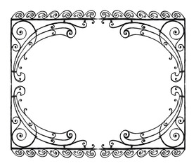 Frame vintage ornamental for decoration,tendrils,swirls,greeting card,invitation, retro style, vector hand drawn illustration isolated on white - 766349647