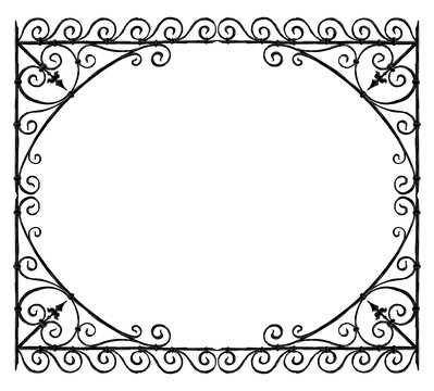 Frame vintage ornamental decoration,tendrils,swirls,greeting card,invitation,oval, retro style, vector hand drawn illustration isolated on white