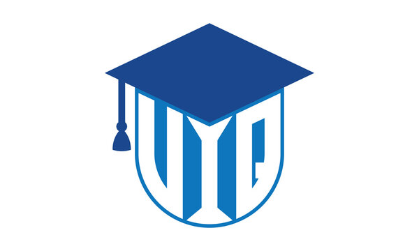 VIQ initial letter academic logo design vector template. school college logo, university logo, graduation cap logo, institute logo, educational logo, library logo, teaching logo, book shop, varsity