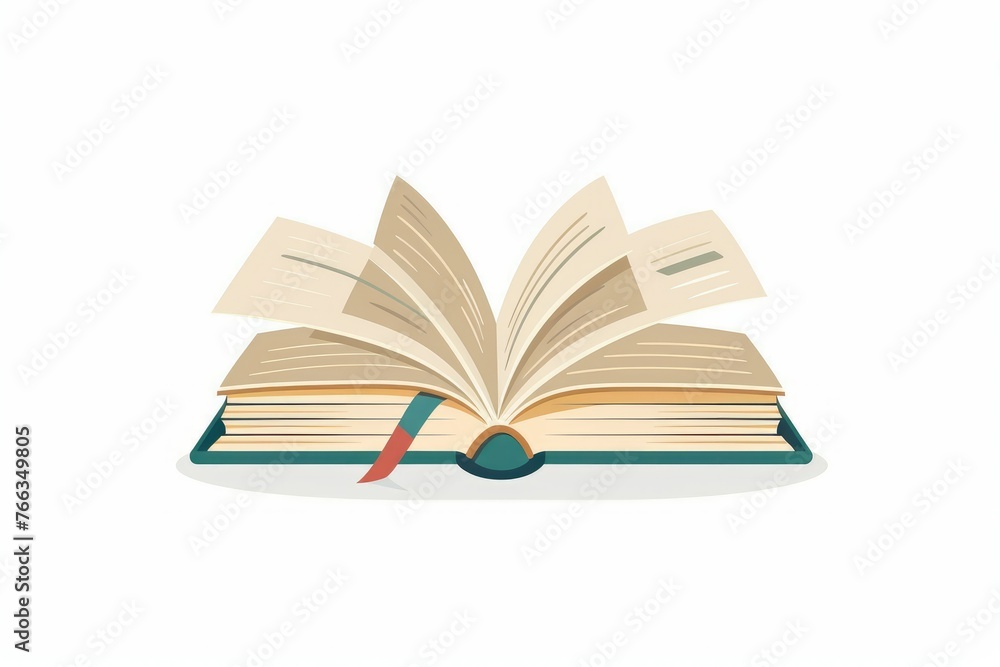 Poster open book with flipping pages - an illustrated open book with pages mid-turn showing the concept of 