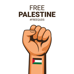 Illustration of hand filled with spirit free Palestine