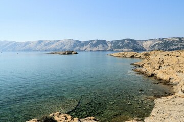nature with sea and sandstone in Lopar on the island Rab, Croatia