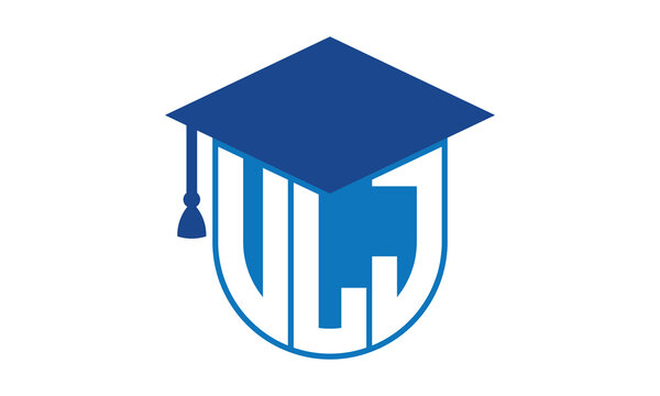 VLJ initial letter academic logo design vector template. school college logo, university logo, graduation cap logo, institute logo, educational logo, library logo, teaching logo, book shop, varsity
