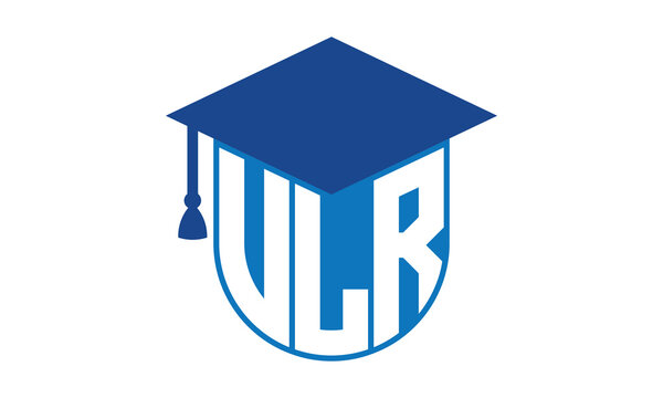 VLR initial letter academic logo design vector template. school college logo, university logo, graduation cap logo, institute logo, educational logo, library logo, teaching logo, book shop, varsity