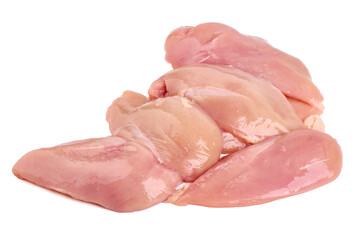 Raw chicken breast, isolated on white background.