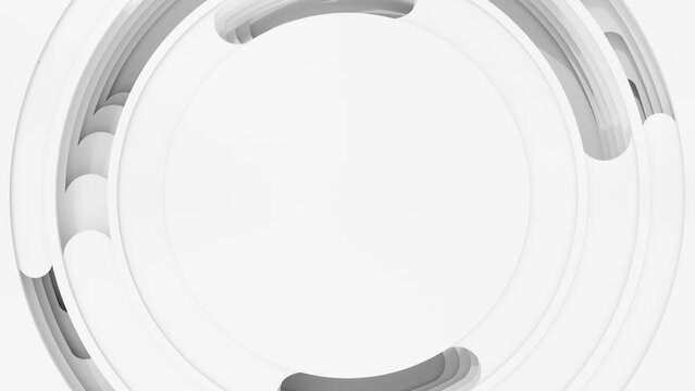 Background with repeatedly rotating paper art-like white circles, 4k resolution