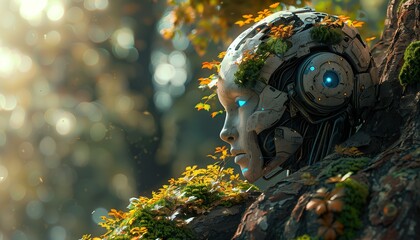 Nature's Apprentice: An AI's Journey of Discovery Amongst the Forest's Whispers - obrazy, fototapety, plakaty