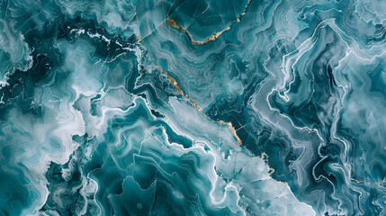 Fototapeta premium Beautiful abstract background. Golden and turquoise mixed acrylic paints. Marble texture