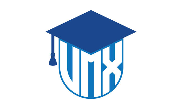 VMX initial letter academic logo design vector template. school college logo, university logo, graduation cap logo, institute logo, educational logo, library logo, teaching logo, book shop, varsity