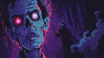 Spooky zombie vector character design featuring haunting details and sinister vibes inspired by classic horror cinema.