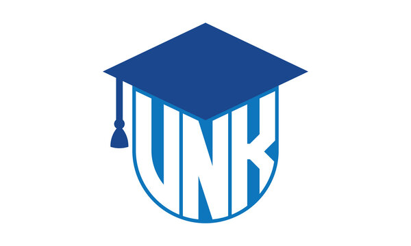 VNK initial letter academic logo design vector template. school college logo, university logo, graduation cap logo, institute logo, educational logo, library logo, teaching logo, book shop, varsity