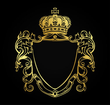 Wappen Gold Krone Royal Luxus Ornament Leer Majestätisch Vorlage