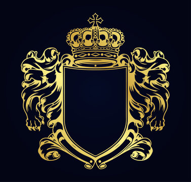Wappen Gold Krone Royal Logo Luxus Ornament Leer Majestätisch
