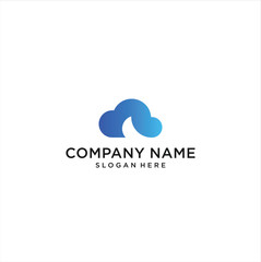 combination of cloud and sea logo design vector illustration