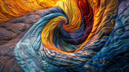 Abstract art featuring fractals, spirals, and curves plays with contrasting lights and darks.