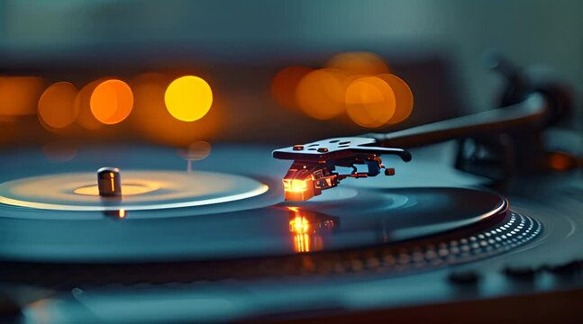 Vinyl Record Elegance: A Retro Turntable’s Warmth & Nostalgia – A close-up journey into the world of analog music, this video captures the essence of a vintage vinyl record player. 