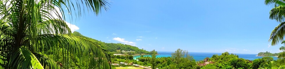 Seychelles, Mahe island, view of Lazare bay and Gaulette cove